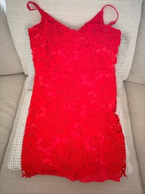 Boohoo | Red Lace Spaghetti-Strap Dress